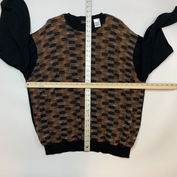 Vintage Cotton Traders Sweater Mens XL Black Patterned Coogi Style Crew Pullover - Picture 5 of 8